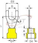 Kahvel-kaabliking kraega V 5.3 g, 4..6 M5, G5.3 L25.2, -25..75°C, PVC, 100pcs/pck, kollane