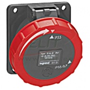 Panel-Mount Flange Socket Hypra, 3P+E 16A 415VAC, inclined, plastic, IP65/67