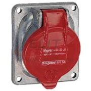 Panel-Mount Flange Socket Hypra, 3P+E 16A 415VAC, inclined, metal, IP44