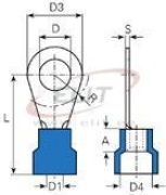 Kaabliking kraega R 5.3 b, 1.5..2.5mm² M5, ø5.3 L22, -25..75°C, PVC, 100pcs/pck, sinine