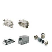 Heavy-duty connector kit RockStar® HDC-KIT-HE 10.110 M, kit, size 4, 90°, 10P, 16A 500V, diecast alumiinium, -40..100°C, brass M25, screw clamp, IP65