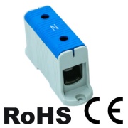 Hargnemisklemm Al/Cu UK95/1N, 1P (2holes) 16-95mm² 220/245A 1000VAC/ 1500VDC, Hex6 12N 6..25mm²/ 22Nm 35..95mm², TS35/ panel mount, sinine