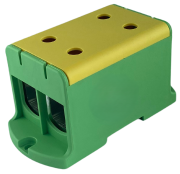 Hargnemisklemm Al/Cu UK240/2PE, 1P (4holes) 35-240mm² 760/850A 1000VAC/ 1500VDC, Hex8 26Nm 35..120mm²/ 46Nm 150..240mm², panel mount, MaxPro, koro