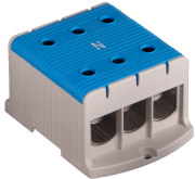 Hargnemisklemm Al/Cu UK240/3N, 1P (6holes) 35-240mm² 760/850A 1000VAC/ 1500VDC, Hex8 26Nm 35..120mm²/ 46Nm 150..240mm², panel mount, MaxPro, sinine