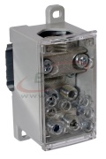 Jaotusklemm Al/Cu PVB 500-4/4, 240/300mm²/ 4x 70mm², 4x 16mm², 500A 1000VAC/DC, kompl. markerid, TS35, paigaldusplaat, hall