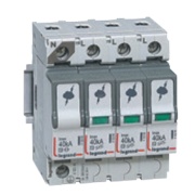 Liigpingepiirik, 4P, T2, Uc 320VAC, discharge current (8/20μs)| Imax 40kA, In 20kA, 4..35mm², TT/TNS, Legrand