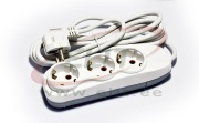 Pikendusjuhe Quattro, 3x 2P+E Schuko 3600W 16A 250VAC, 2m kaabel 3x 1.5mm², valge