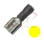 Juhtmehülss-pesa Con vh 6.3 g, PVC insulated, female, 4..6mm² 300V, tab 0.8x6.4mm| 648, -25..75°C, PVC, brass, 100pcs/pck, kollane