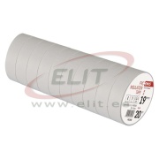 Isoleerteip, 19mm x 20m, dielectric strength 40kV/mm, PVC, UV resistant, water resistant, -25..90°C, valge