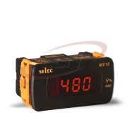 Digi-voltmeeter MV15, 3digits 7segment LED display, 1Ø-2wire, 50-480VAC (max 516V), sv 240VAC ±20%, ■52x102/ □46x92mm, IP65, Selec