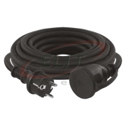 Ilmastikukindel pikendusjuhe 5m pistikuga, jätkupesa klapiga 1x 2P+E Schuko 16A 250V 3680W, kaabel neopreen H07RN-F3G 1,5 mm2, IP44, must, Emos