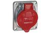Panel-Mount Flange Socket Hypra, 3P+E 32A 415VAC, inclined, metal, IP44
