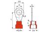 Kaabliking kraega R 3.7 r, 0.5..1.5mm² M3.5, ø3.7 L19.6, -25..75°C, PVC, 100pcs/pck, punane