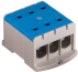 Hargnemisklemm Al/Cu UK240/3N, 1P (6holes) 35-240mm² 760/850A 1000VAC/ 1500VDC, Hex8 26Nm 35..120mm²/ 46Nm 150..240mm², panel mount, MaxPro, sinine