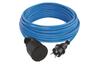 Ilmastikukindel 10m pikendusjuhe, jätkupesa 1x 2P+E Schuko 16A 250V 3680W klapiga, UV-vastupidav, õli- ja kulumiskindelkaabel AT-N05V3V3-F 3G 1,5mm2, IP44, must-sinine, Emos