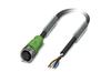 Sensor/actuator Cable SAC-4P-3.0-PUR/M12FS, M12 4pin socket », 4A 250VAC/DC, -25..90°C, L3m PUR cable, IP68, Phoenix, black
