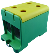 Tapping Terminal Block Al/Cu UK150/2PE, 1P (4holes) 35-150mm² 580/640A 1000VAC/ 1500VDC, Hex6 14N 25..50mm² ^30Nm 70..150mm², TS35 ^panel mount, yegr