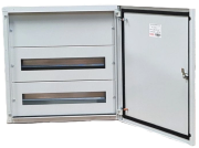 SM Distribution Box JXJ, 2x 12M, 63A 400VAC, 350x450x110mm, top, bottom cable entry plates, galvanised steel sheet, -5..40°C, 2x FL21, Jumax JXJ 24-12, IP44 IK10, MaxPro, pebble grey