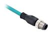 EtherNet™ Cable, M12 plug » flying leads, 100BASE-TX, 100Mbit/s, Robotic TPE, 5m, Allen-Bradley, teal